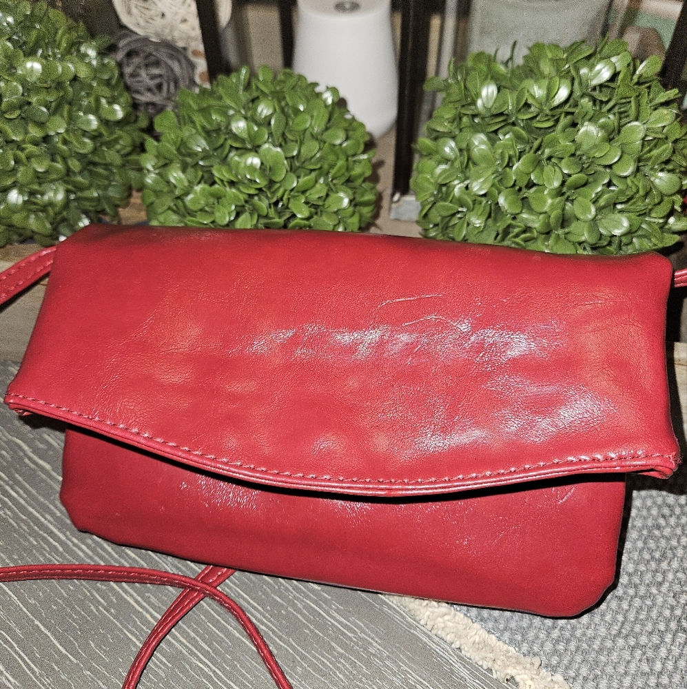 Red Leather Crossbody Bag NWOT